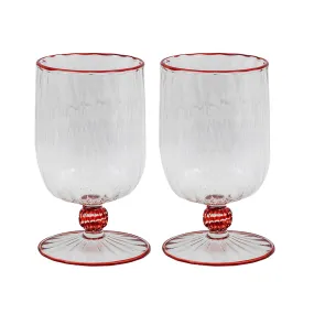 Set of 2 Short Stem Murano Glasses Red