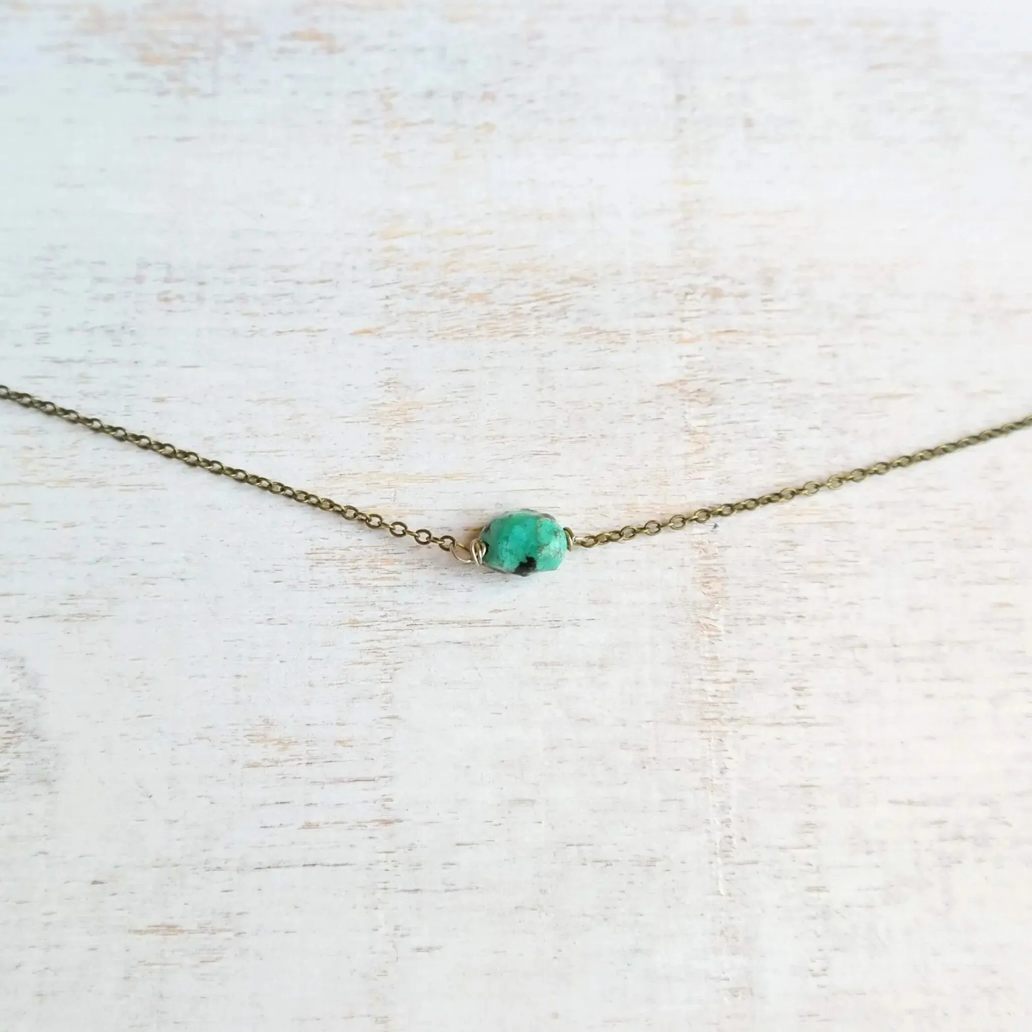 Short Necklace with Turquoise Stone