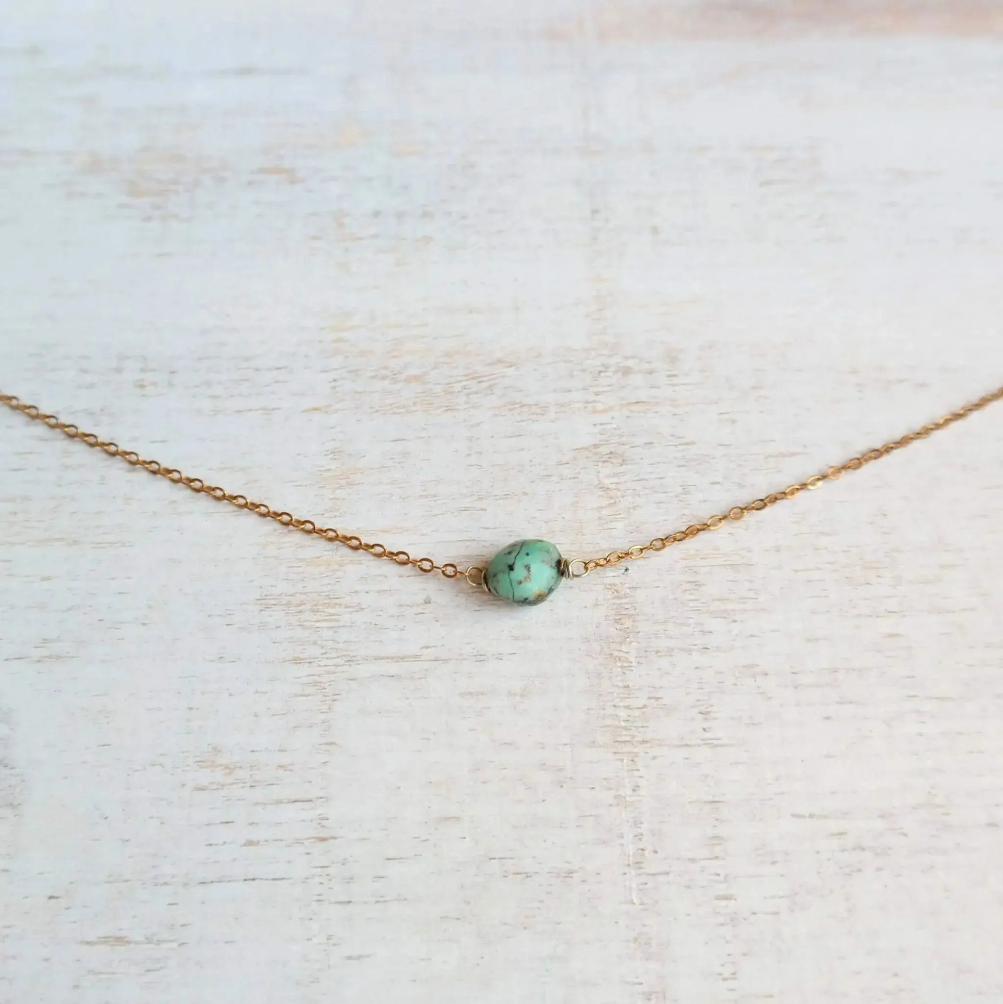 Short Necklace with Turquoise Stone