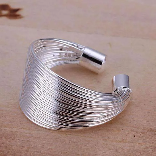 Silky Silver Threads Adjustable Ring For Woman