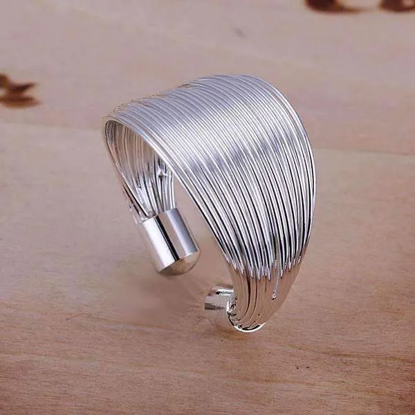 Silky Silver Threads Adjustable Ring For Woman