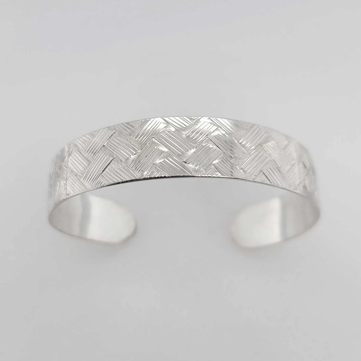 Silver 1/2" Salish Weave Bracelet
