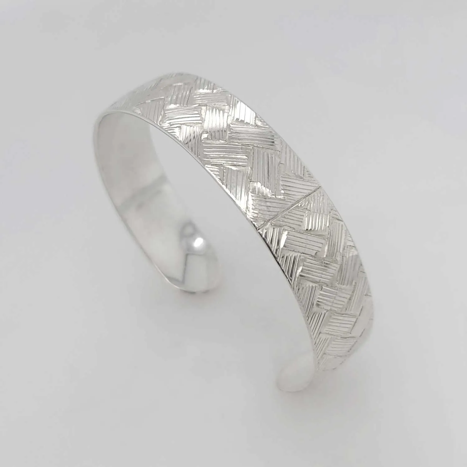 Silver 1/2" Salish Weave Bracelet