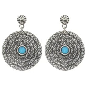 Silver and Turquoise Circle Earrings
