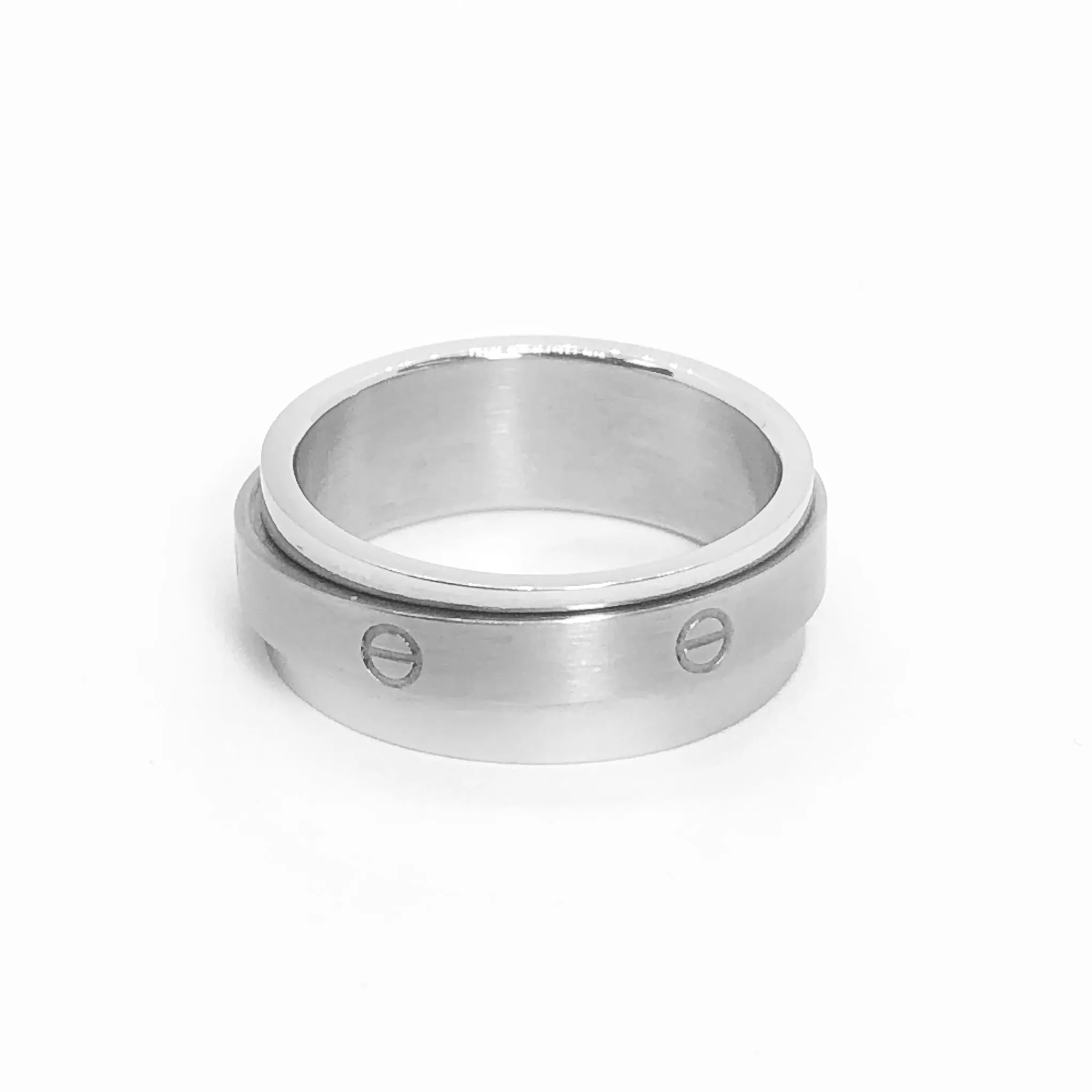 Silver Love Band Stainless Steel  Spinner Ring