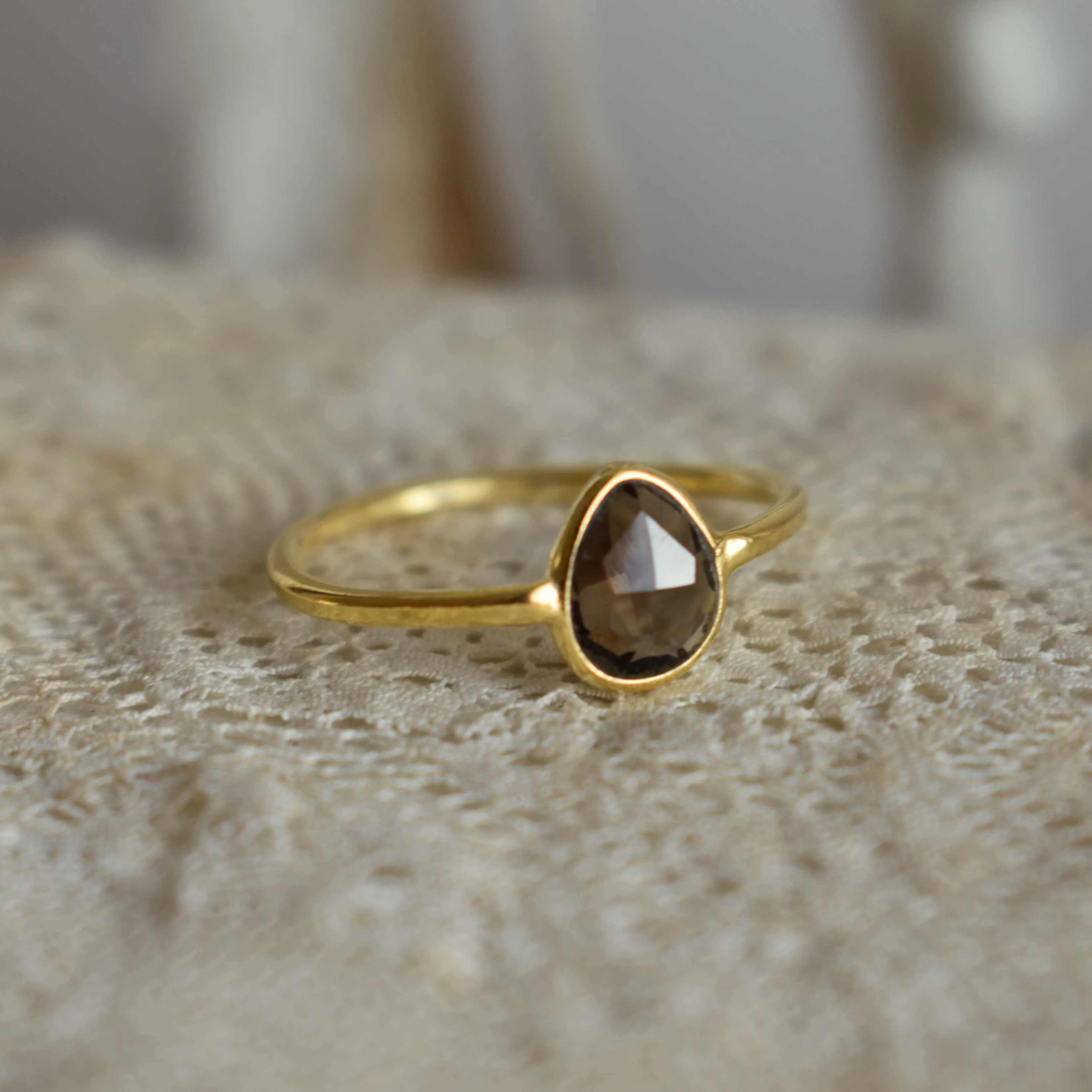 smoky topaz | ‘laia’ ring | 24k gold-plated