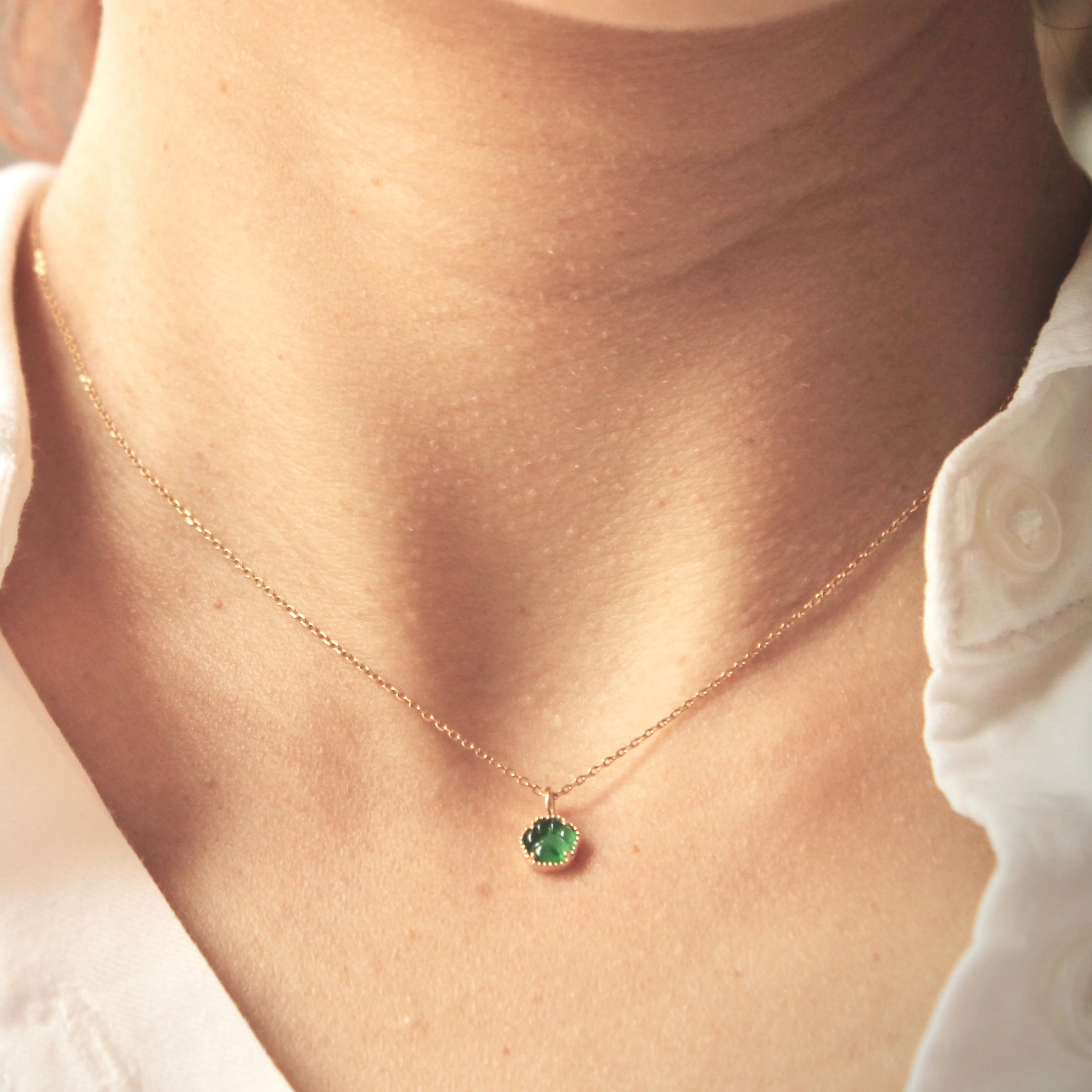 SOLD OUT: Icy A-Grade Imperial Green Jadeite Kitten Paw Pendant No.171971