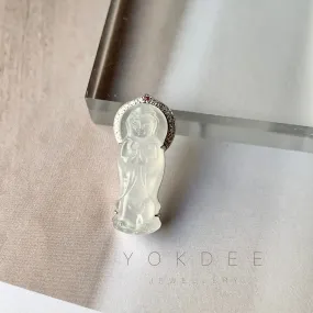 SOLD OUT - Icy A-Grade Natural Jadeite Goddess of Mercy Pendant No.171936