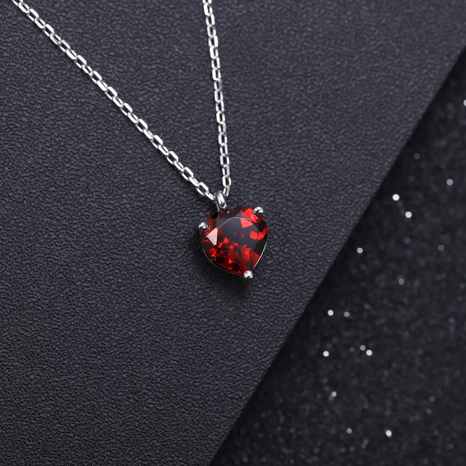 Solitaire Heart Shape Natural Gemstone Pendant Silver Necklace