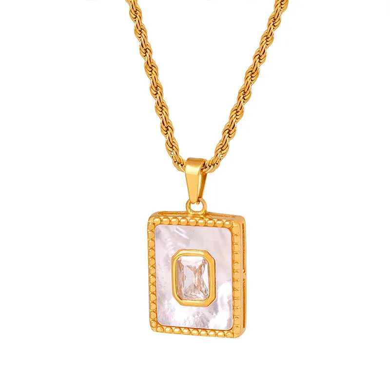 Square Mother of Pearl Necklace