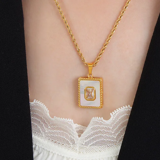 Square Mother of Pearl Necklace