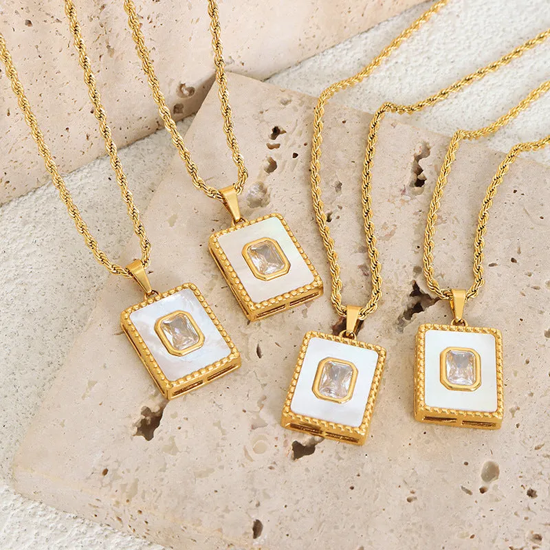 Square Mother of Pearl Necklace