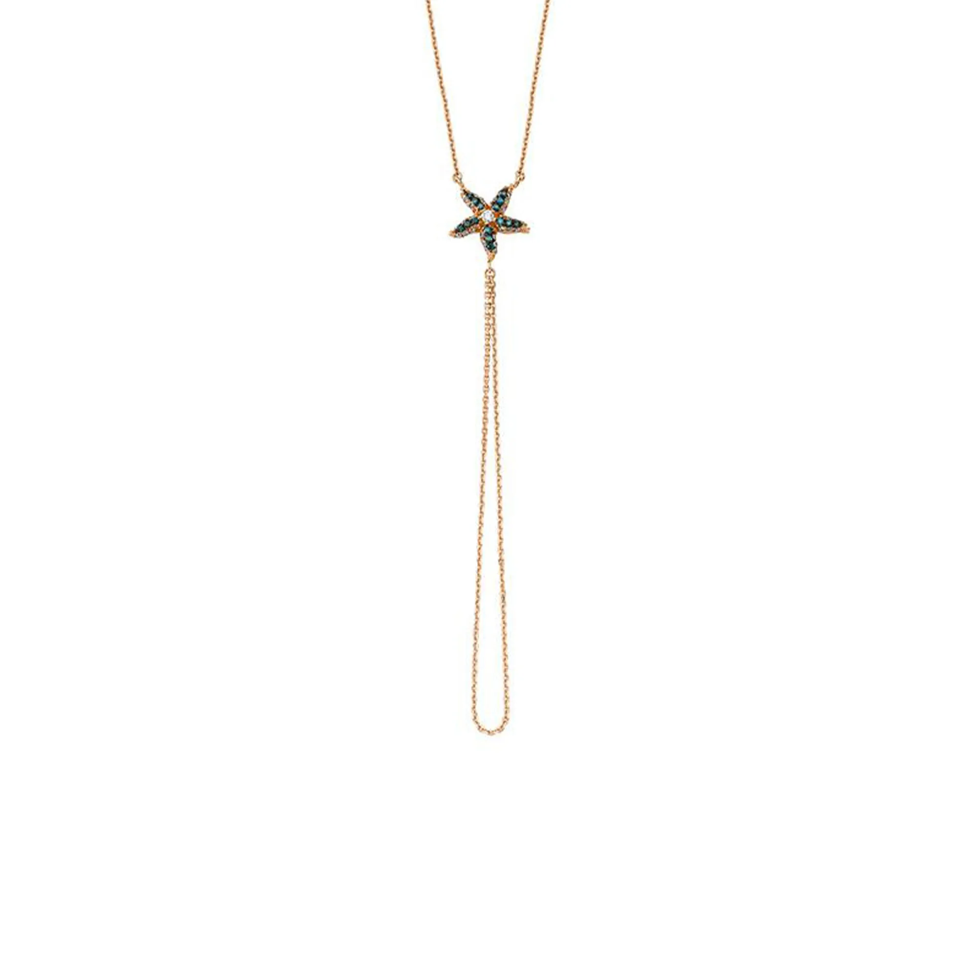 STARFISH GOLD BLUE DIAMOND HAND CHAIN