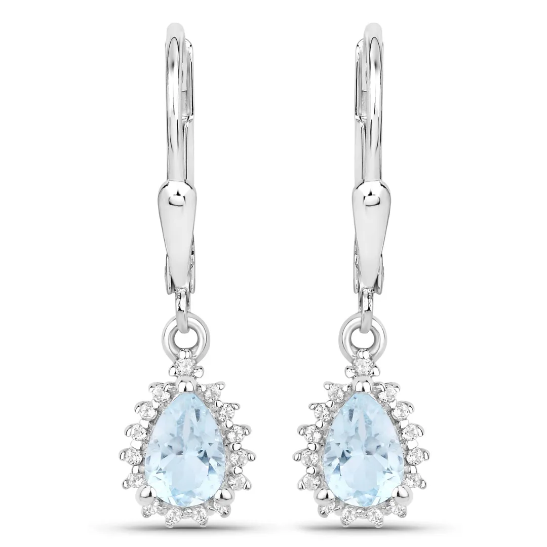 Sterling Silver Blue Topaz Necklace and Earring Set