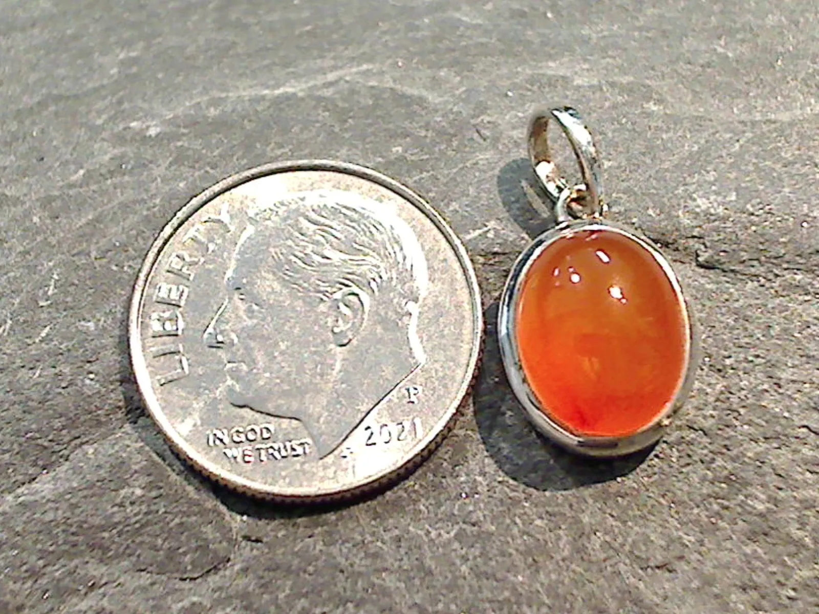 Sterling Silver, Carnelian Small Pendant
