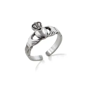 Sterling Silver Celtic Claddagh Toe Ring for Love, Loyalty, and Friendship