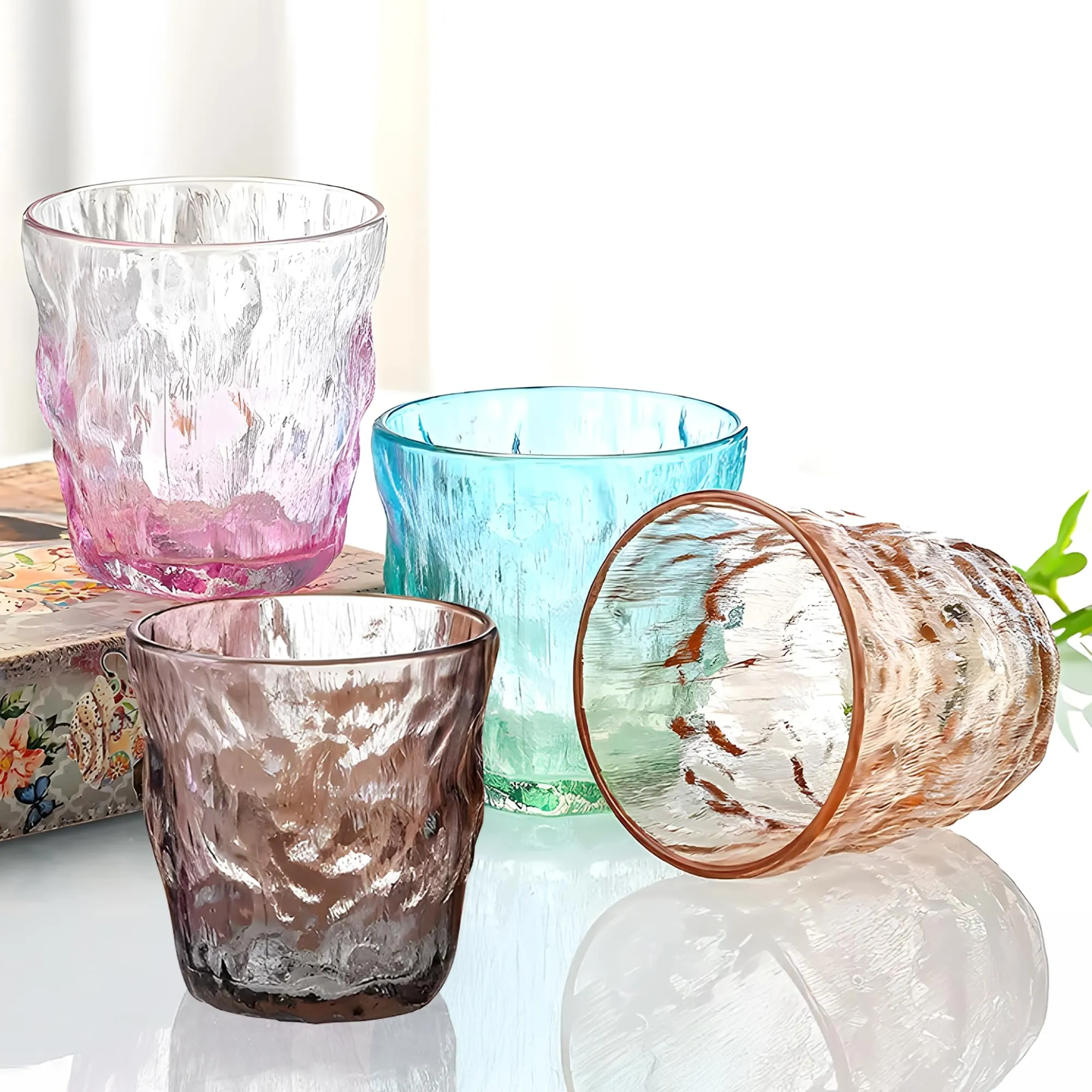 The Better Home Zest Juice Glasses Set of 4 (270ml Each) | Water Glasses | Cold Drink Glass | Lead Free Drinking Glasses | Kitchen Gift Items | Assorted Set | Kaanch Ke Glass | Housewarming Gifts
