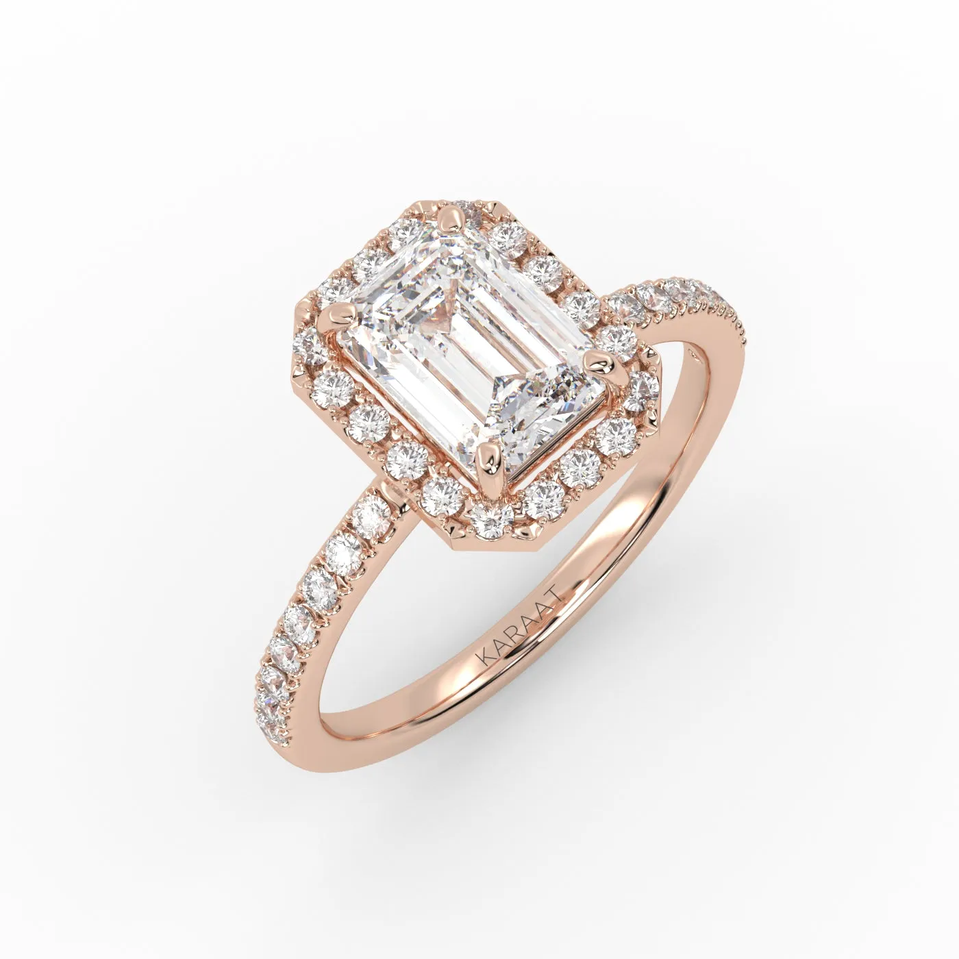 The Emerald Solitaire with Pavé band and Halo