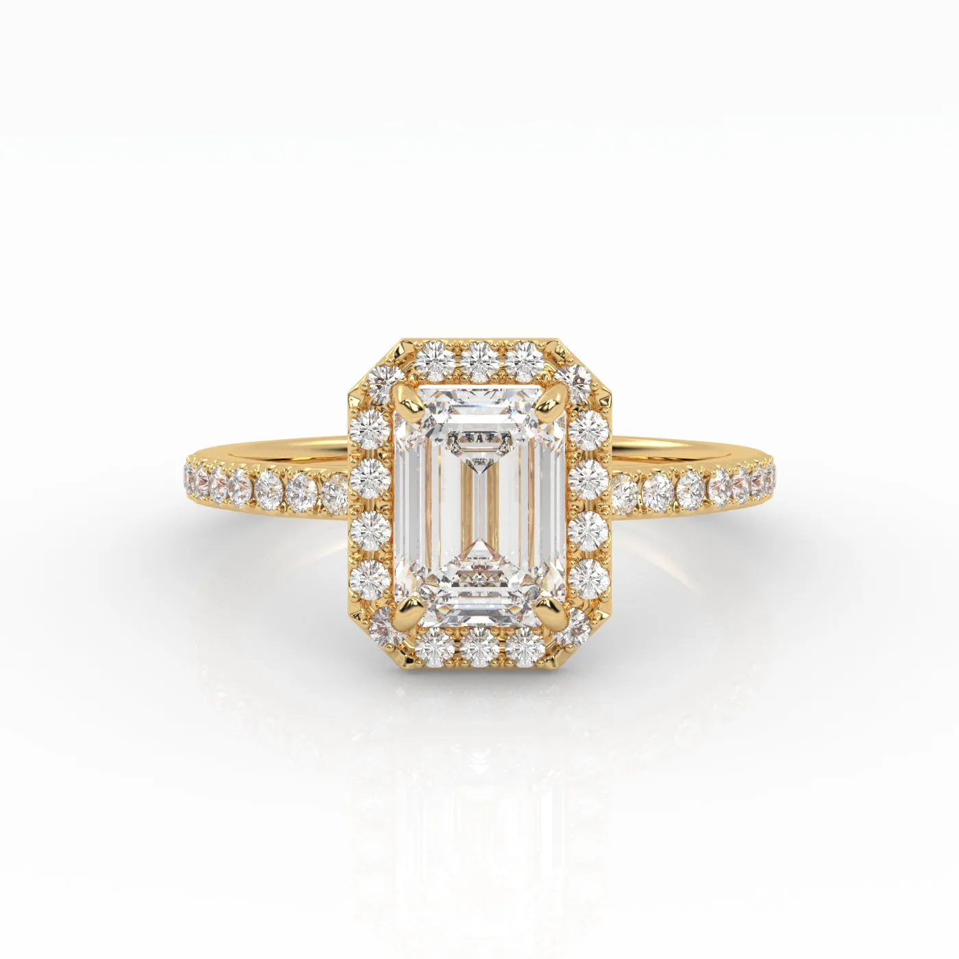 The Emerald Solitaire with Pavé band and Halo