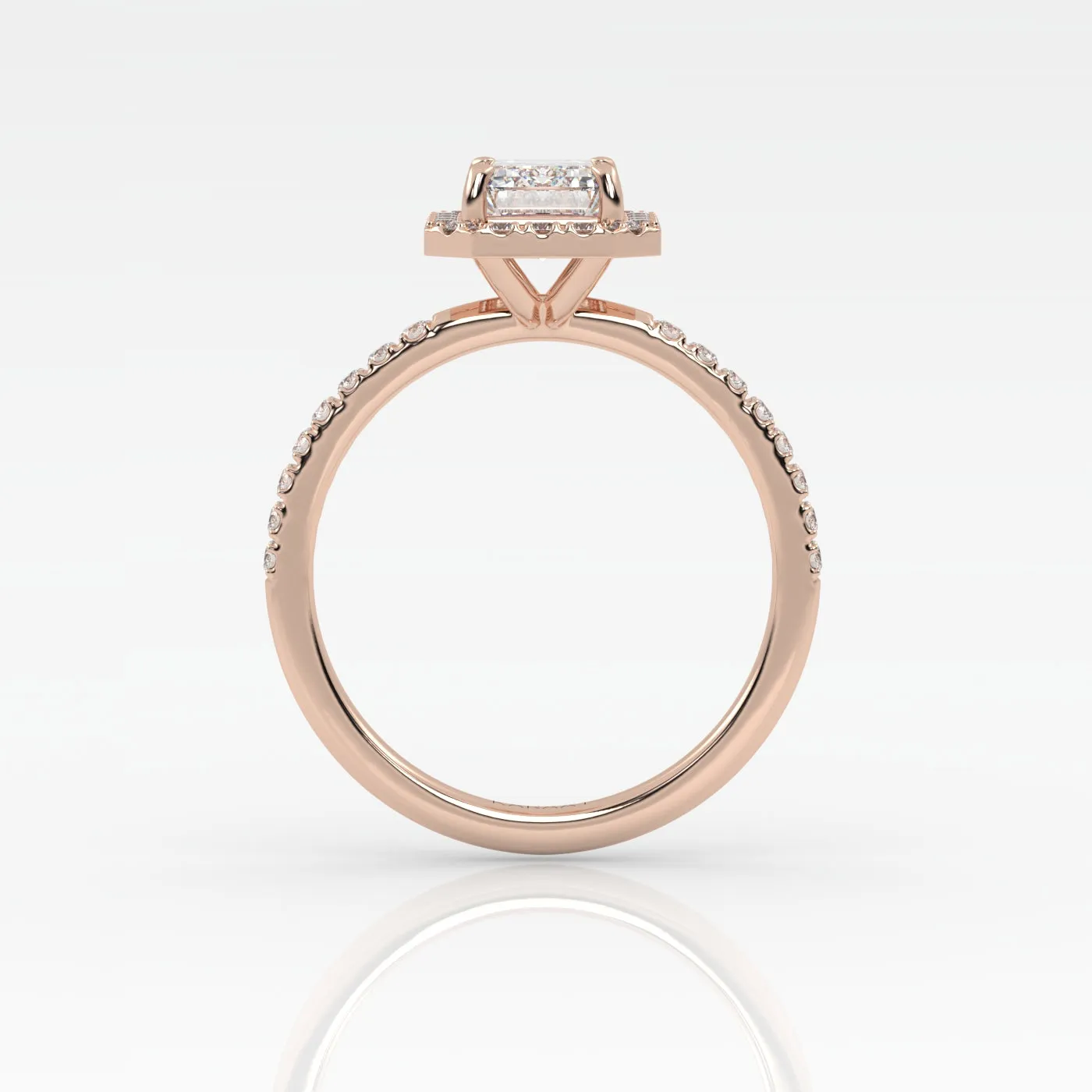 The Emerald Solitaire with Pavé band and Halo