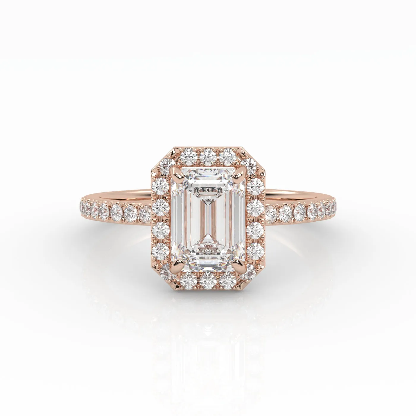 The Emerald Solitaire with Pavé band and Halo