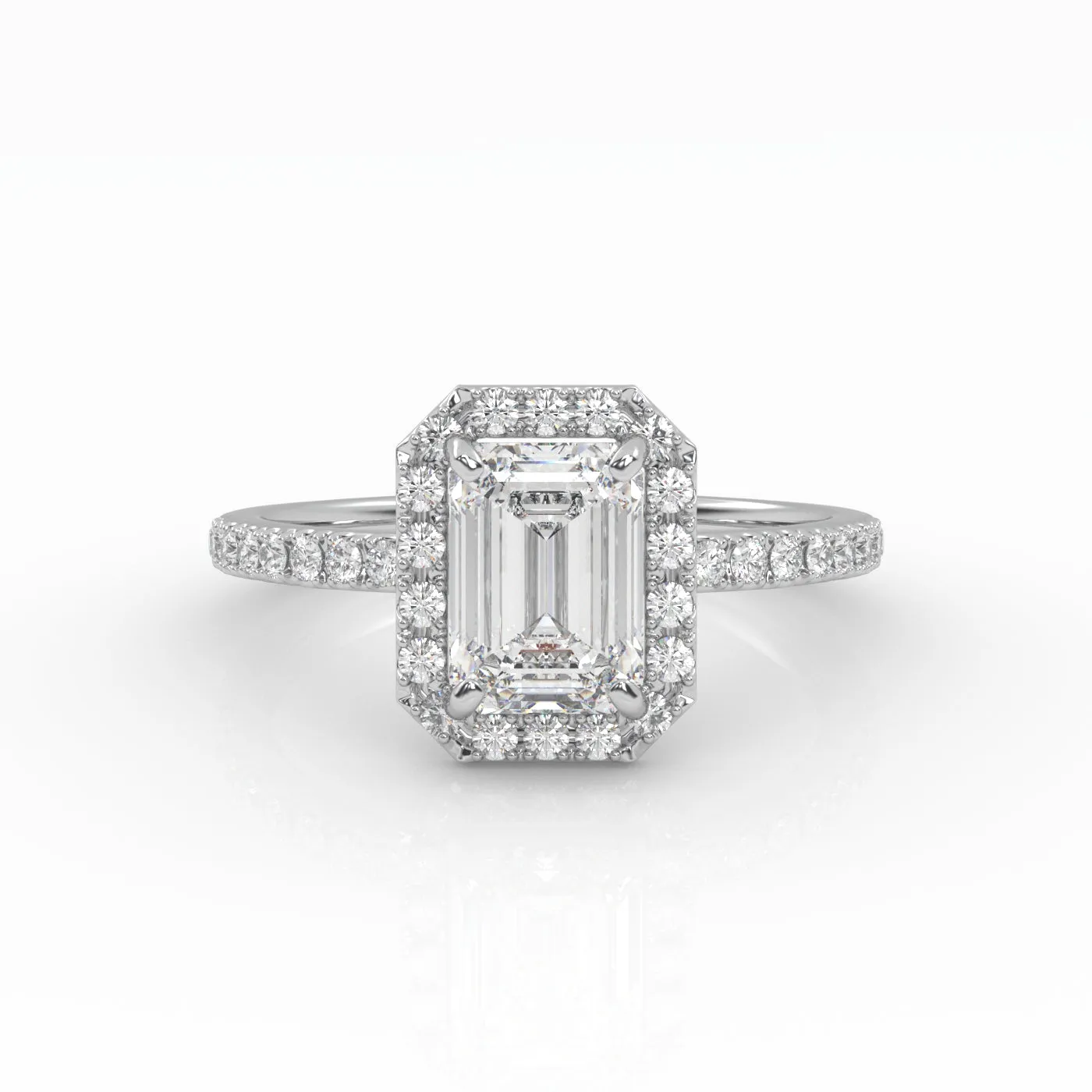 The Emerald Solitaire with Pavé band and Halo