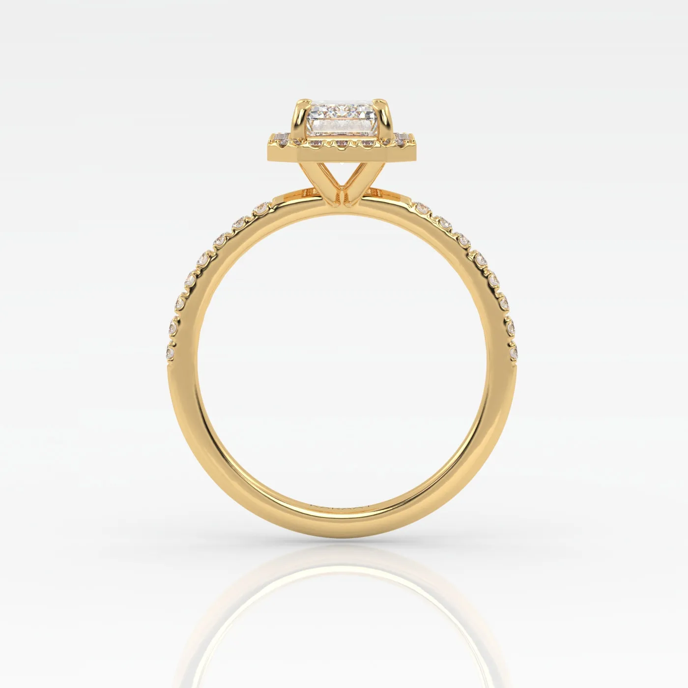 The Emerald Solitaire with Pavé band and Halo