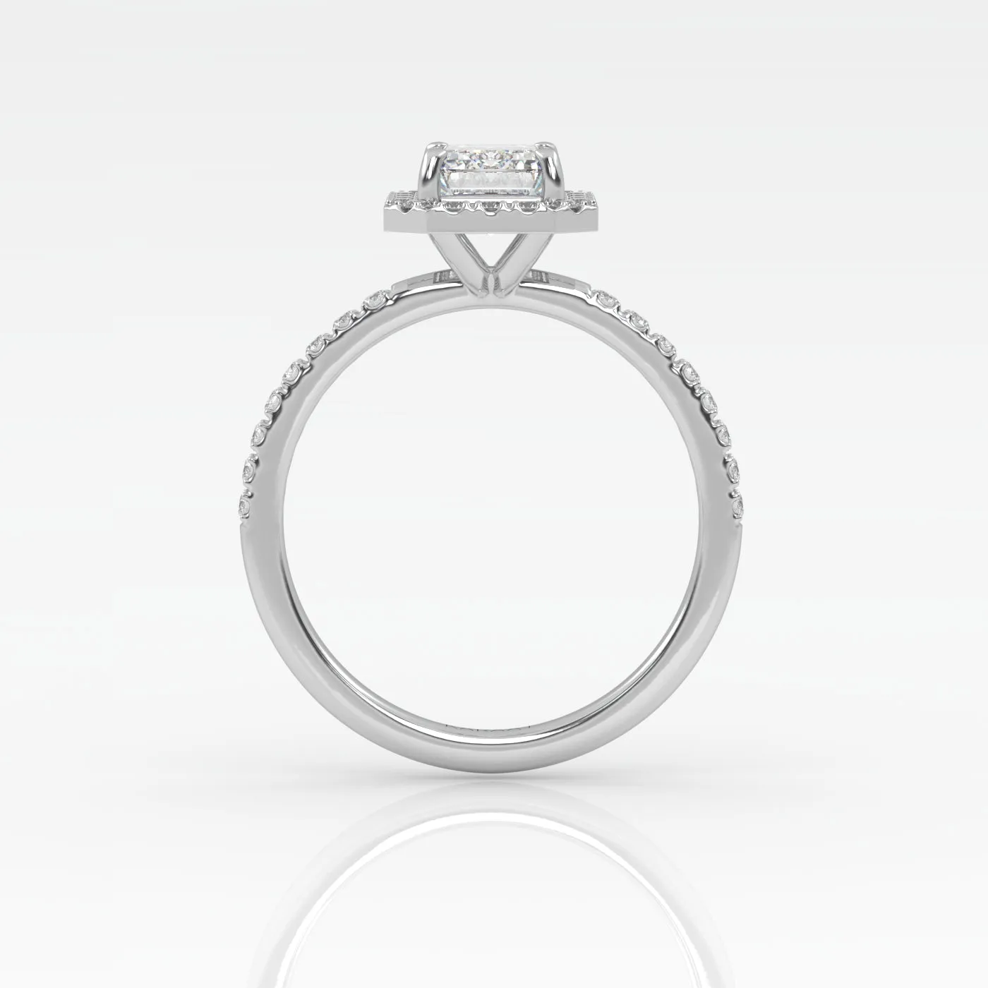 The Emerald Solitaire with Pavé band and Halo