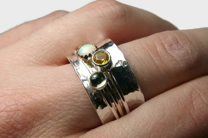 Three Stone Spinner Ring