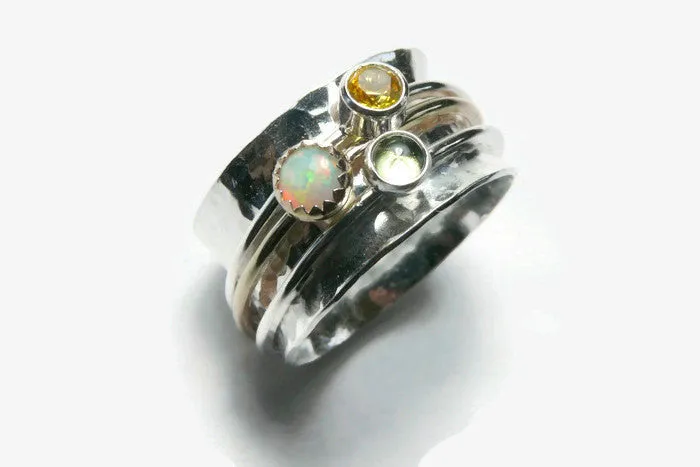 Three Stone Spinner Ring