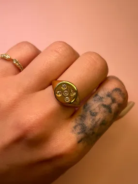 Tic Tac Toe Diamond Signet Ring