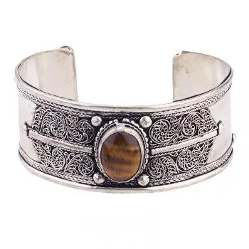 Tigers Eye and Filigree Cuff Bracelet