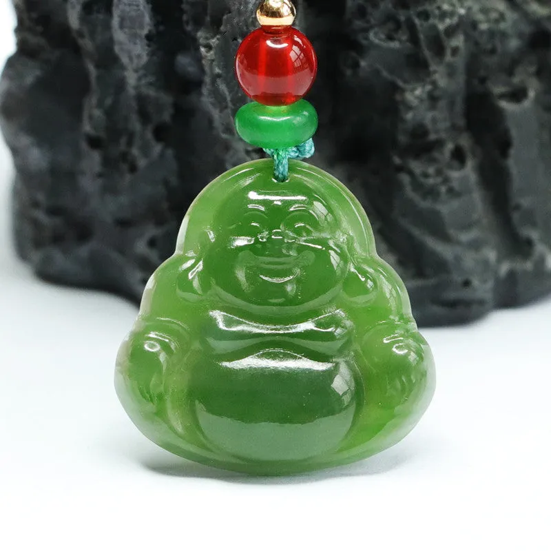 Tranquil Hetian Jade Maitreya Buddha Pendant