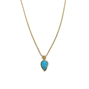 Turquoise & Bezel Diamond Necklace