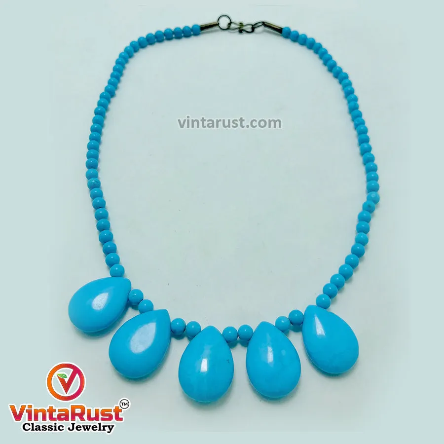 Turquoise Beaded Trendy Statement Choker Necklace