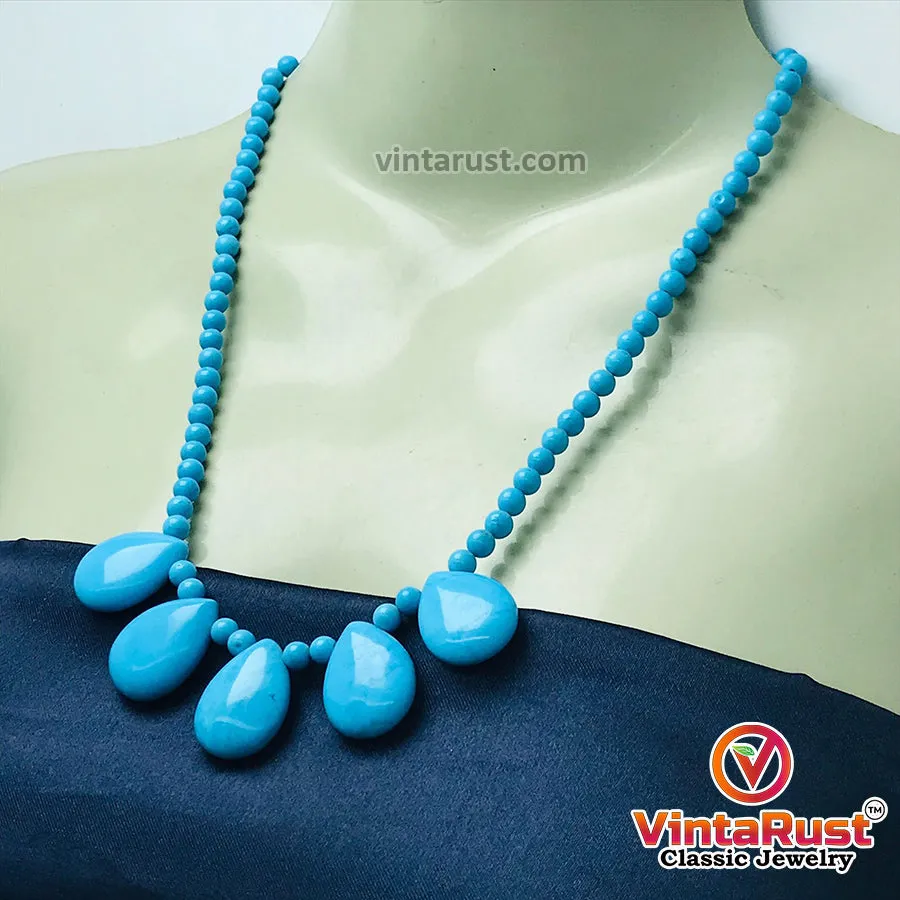 Turquoise Beaded Trendy Statement Choker Necklace