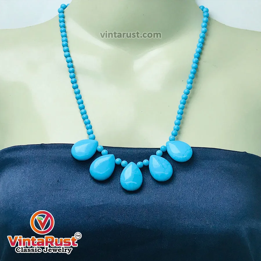 Turquoise Beaded Trendy Statement Choker Necklace