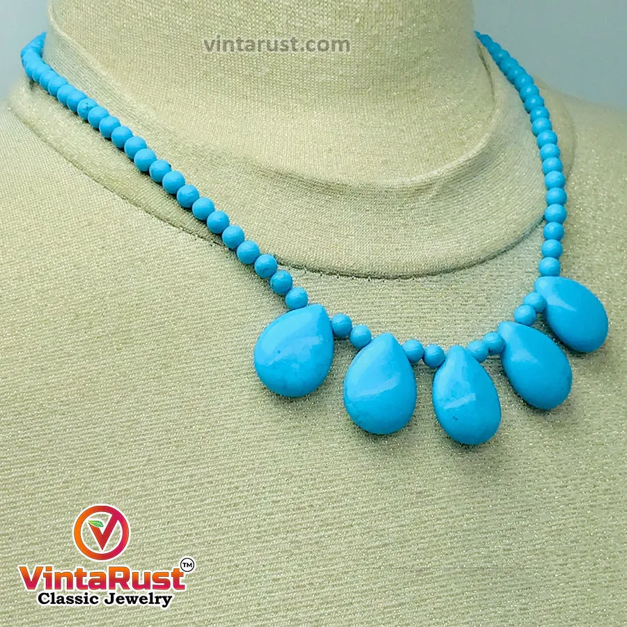 Turquoise Beaded Trendy Statement Choker Necklace