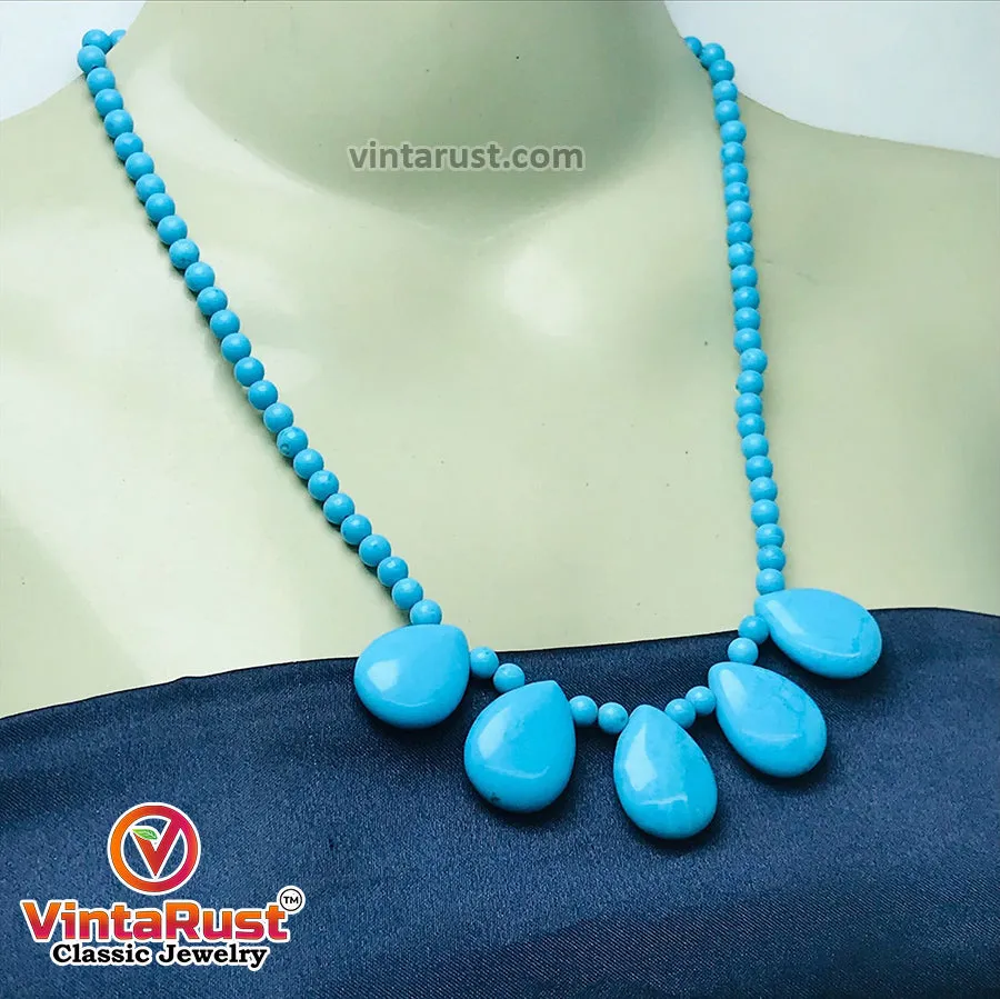 Turquoise Beaded Trendy Statement Choker Necklace