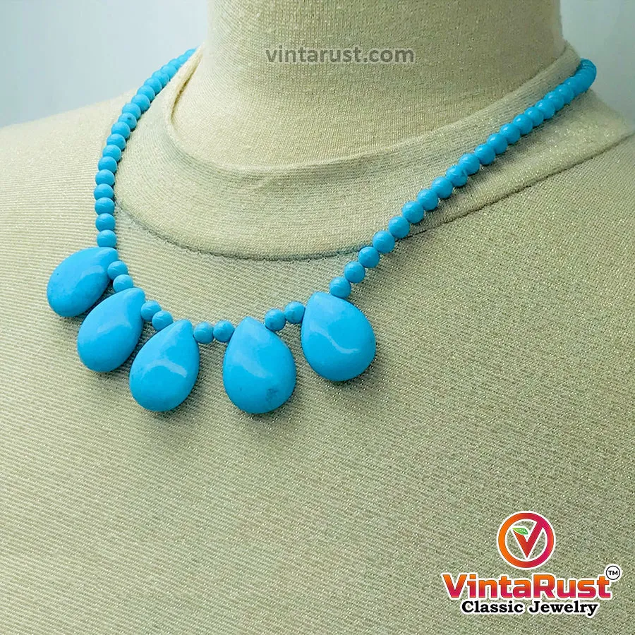 Turquoise Beaded Trendy Statement Choker Necklace