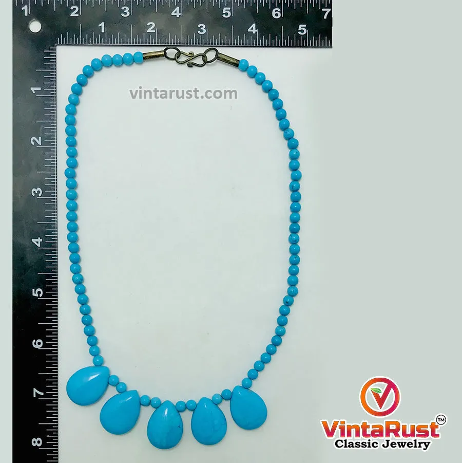 Turquoise Beaded Trendy Statement Choker Necklace