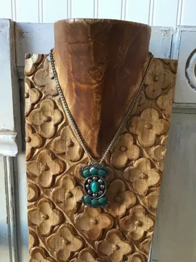 Turquoise Concho Pendant Necklace