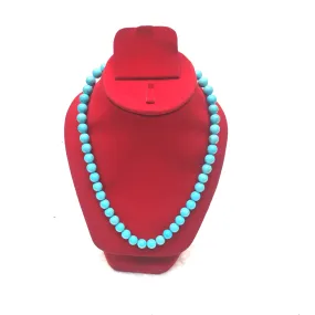 Turquoise Crystal Round Beads Necklace 15 Inches, 8mm Beads (Semi-Precious Mala)