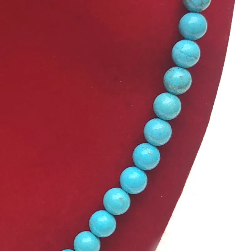Turquoise Crystal Round Beads Necklace 15 Inches, 8mm Beads (Semi-Precious Mala)