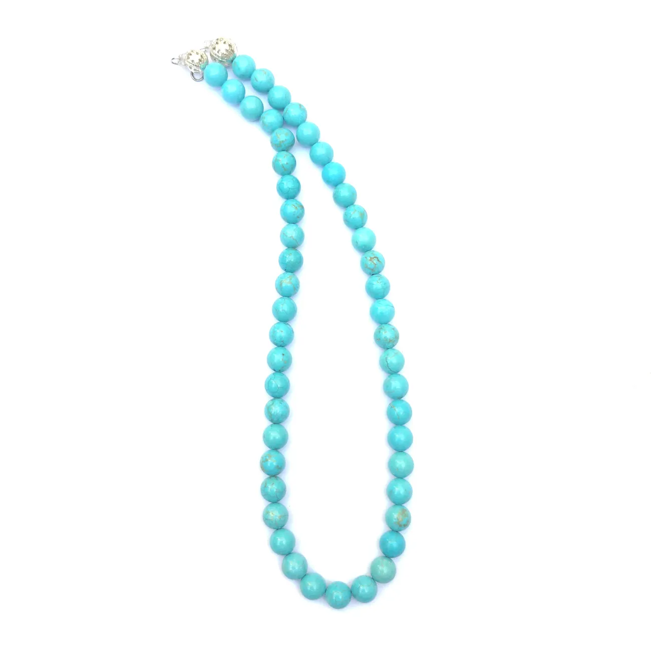 Turquoise Crystal Round Beads Necklace 15 Inches, 8mm Beads (Semi-Precious Mala)