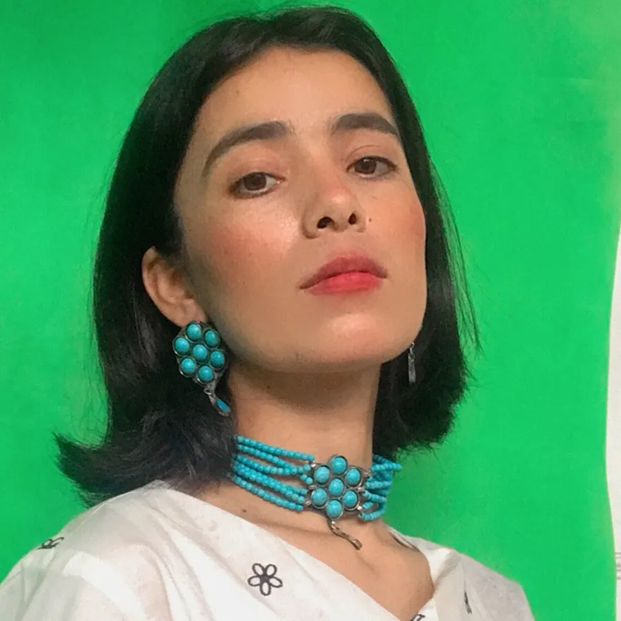 Turquoise Flower Necklace and Earrings  Jewellery Set