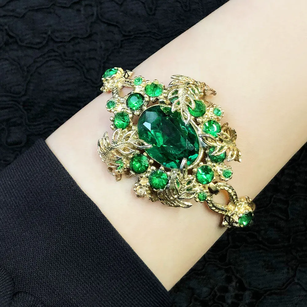 【USA輸入】ヴィンテージ グリーン フローラル ブレスレット/Vintage Green Floral Bracelet