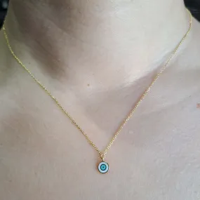 Vernus | Tiny Mati Necklace | Turquoise & White Enamel | GPS 925