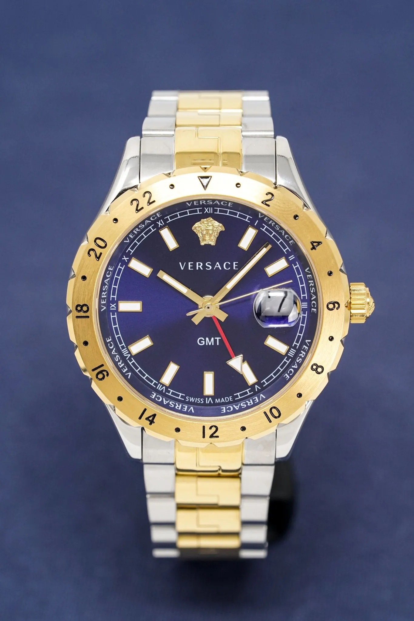 Versace Men's Watch Hellenyium GMT Blue Two-Tone Bracelet V11060017