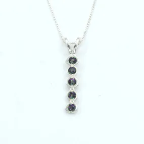 Vertical Topaz Pendant - Mystic Topaz Necklace - Silver Bubble Necklace